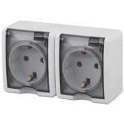 ЭРА Эксперт Розетка 2-ая с/з IP54 16АХ-250В, ОУ белый 11-2403-01