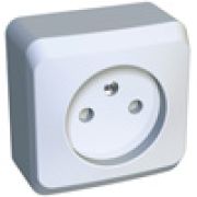 Этюд Белый Розетка 1-ая б/з со шторками наружная PA16-002B