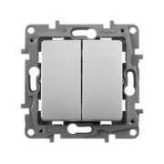 Legrand Etika Алюминий Выключатель 2-клавишный 10А авт. зажим 672402
