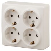 ЭРА Эксперт Розетка 4-ая с/з Schuko со шторками 16А ОУ сл.кость IP20 11-2211-02