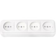 Розетка 4-ая б/з со шторками открытой установки IP20 РА16-277 Пралеска