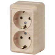 Розетка Intro Quadro 2-204-11 двойная с заземлением 2х2P+E Schuko, 16А-250В, IP20, ОУ, сосна