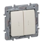 Legrand Etika Слоновая кость Переключатель 2-клавишный с подсветкой, 10А, авт. клем 672316
