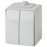 ЭРА Эксперт Выключатель двухклавишный ОУ IP65 10АХ-250В серый 11-1604-03