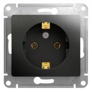 SE Glossa Антрацит Розетка с заземлением, 16А GSL000743