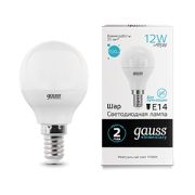 Лампа Gauss LED Elementary Шар 12W 920lm E14 4100K 53122