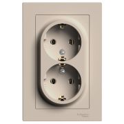Systeme Electric AtlasDesign Песочный Розетка двойная с/з, 16А, в сборе