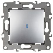 12-1102-03 ЭРА 12 Выключатель с подсветкой 10А алюминий