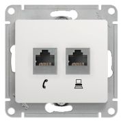 SE Glossa Белый Розетка 2-я RJ11+RJ45, кат.5E GSL000185