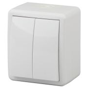 ЭРА Эксперт Выключатель двухклавишный ОУ IP54 10АХ-250В белый 11-1404-01