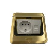 Лючек на 1 Розетка с/з + RJ45 золото