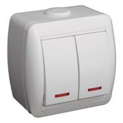 LEZARD Выключатель 2 кл О/П с подсветкой белый 710-0200-112