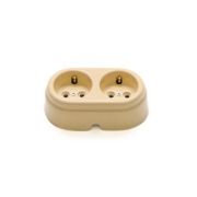 Розетка с/з 2-ая керамическая слоновая кость Арбат