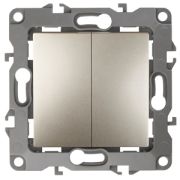 12-1004-04 ЭРА 12 Выключатель двойной 10А без м.лапок шампань