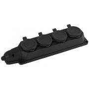 K-4e-B-IP44 Колодка ЭРА каучуковая с заземлением 4 розетки 16A IP44 черная