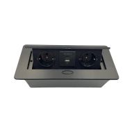 Лючек на 2 Розетки с/з + USB + TYPE-C черный