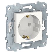 Schneider Electric Unica New Бел Розетка с/з без шторок, винт. зажим, 16А, 250В