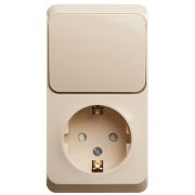 Этюд Блок наружный розетка с/з со шторками + выключатель 1-кл. крем BPA16-201K