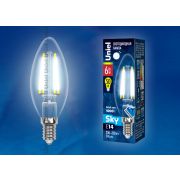 Лампа UNIEL SKY Filament LED-C35-6W-4000K-E14-CL свеча нейтральный белый