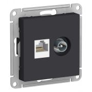 Systeme Electric AtlasDesign Карбон Розетка двойная комп+ТВ, RJ45+TV, кат.5E, механизм