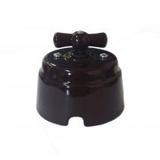 Проходной выключатель поворотный керамический шоколад Арбат