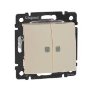 Legrand Valena Крем Выключатель 2-клавишный с подсветкой