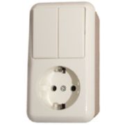 Elso Cont Бел Блок Выключатель 2-х клавишный+розетка с/з 398504