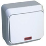 Этюд Белый Выключатель 1-клавишный с подсветкой наружный BA10-005B