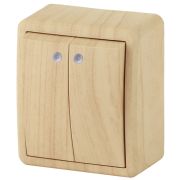 ЭРА Эксперт Выключатель двойной с подсветкой 10А ОУ сосна IP20 11-1205-11