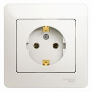 SE Glossa Перламутр Розетка с заземлением, 16А, в сборе GSL000642
