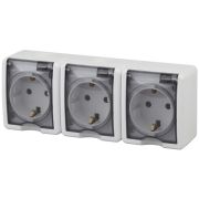 ЭРА Эксперт Розетка 3-ая с/з со шторками IP54 16АХ-250В, ОУ белый