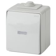 ЭРА Эксперт Выключатель одноклавишный с подсветкой ОУ IP65 10АХ-250В серый