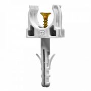 Держатель клипса с дюбелем и саморезом ф25мм Промрукав