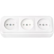 Розетка 3-ая б/з со шторками открытой установки IP20 РА16-275 Пралеска