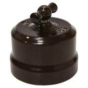 Выключатель одинарный проходной коричневый Lindas 34012