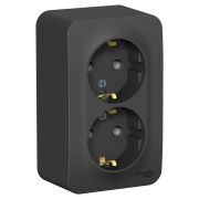 Blanca Розетка 2-ая с/з без шторок. О/П 16А, 250В, изолирующая пластина Антрацит BLNRA010216