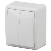 ЭРА Эксперт Выключатель двойной с подсветкой 10А ОУ белый IP20 11-1205-01