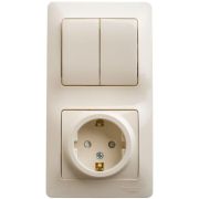 SE Glossa Беж Блок: Розетка 1-ая с/з со шторками и 2-кл. выключатель GSL000274