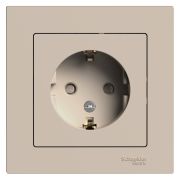 Systeme Electric AtlasDesign Песочный Розетка с/з со шторками, 16А, в сборе