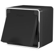 Розетка влагозащ. с зазем. с крышкой и шторками IP44 Gallant (черный/хром) W5071235