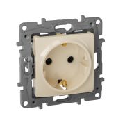 Legrand Etika Слоновая кость Розетка с/з со шторками,  IP44 с крышкой  авт.клеммы,16А 672332