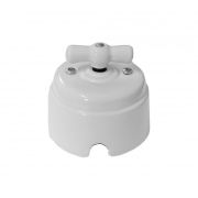 Выключатель поворотный керамический 1-2 кл. белый Арбат