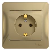 SE Glossa Титан Розетка с заземлением (в сборе с рамкой) GSL000442