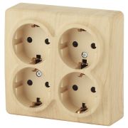 ЭРА Эксперт Розетка 4-ая с/з Schuko со шторками 16А ОУ сосна IP20 11-2211-11