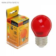Ecola светодиодная лампа шар красная  матовая Е27 5W К7СR50ELB