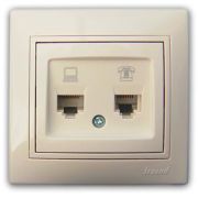 LEZARD С/П Розетка Компьютер + телефон крем 701-0303-143