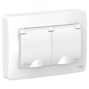 Blanca внутр Бел Розетка 2-ая с/з со шторками IP44, 16А, 250В BLNRS441121