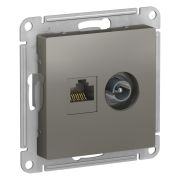 Systeme Electric AtlasDesign Сталь Розетка двойная комп+ТВ, RJ45+TV, кат.5E, механизм
