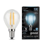 Лампа Gauss LED Filament Шар E14 5W 450lm 4100K 105801205