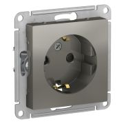 Systeme Electric AtlasDesign Сталь Розетка с/з со шторками, 16А, механизм